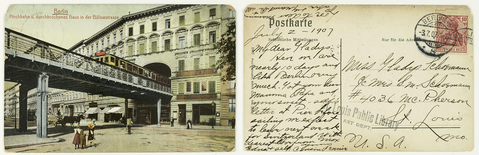 Berline, Hochbahn u. durchbrochenes haus in der Bülowstrasse ca. 1900